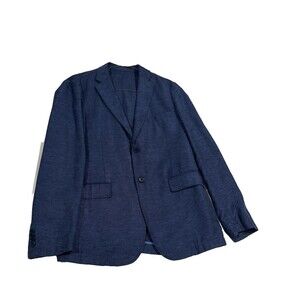 Scappino Sport Coat Blazer Large Unstructured Linen Blend Melange Blue Jacket